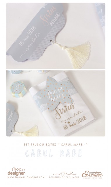 Trusou de botez brodat pentru baieti cu stele, Carul Mare 9